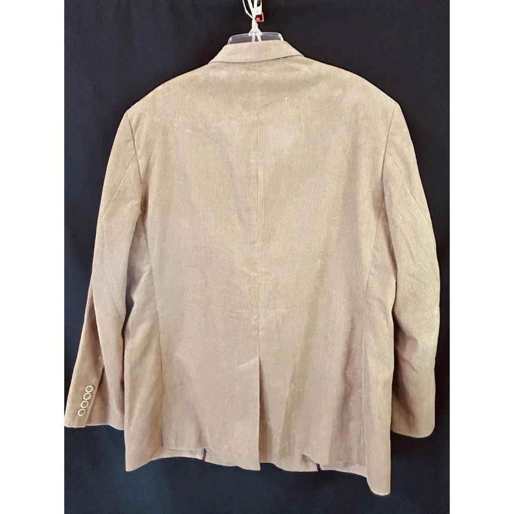 Tasso Elba Mens Tan 3 Button Corduroy Blazer Jacket Large 42-44 Sport Coat - Picture 5 of 10